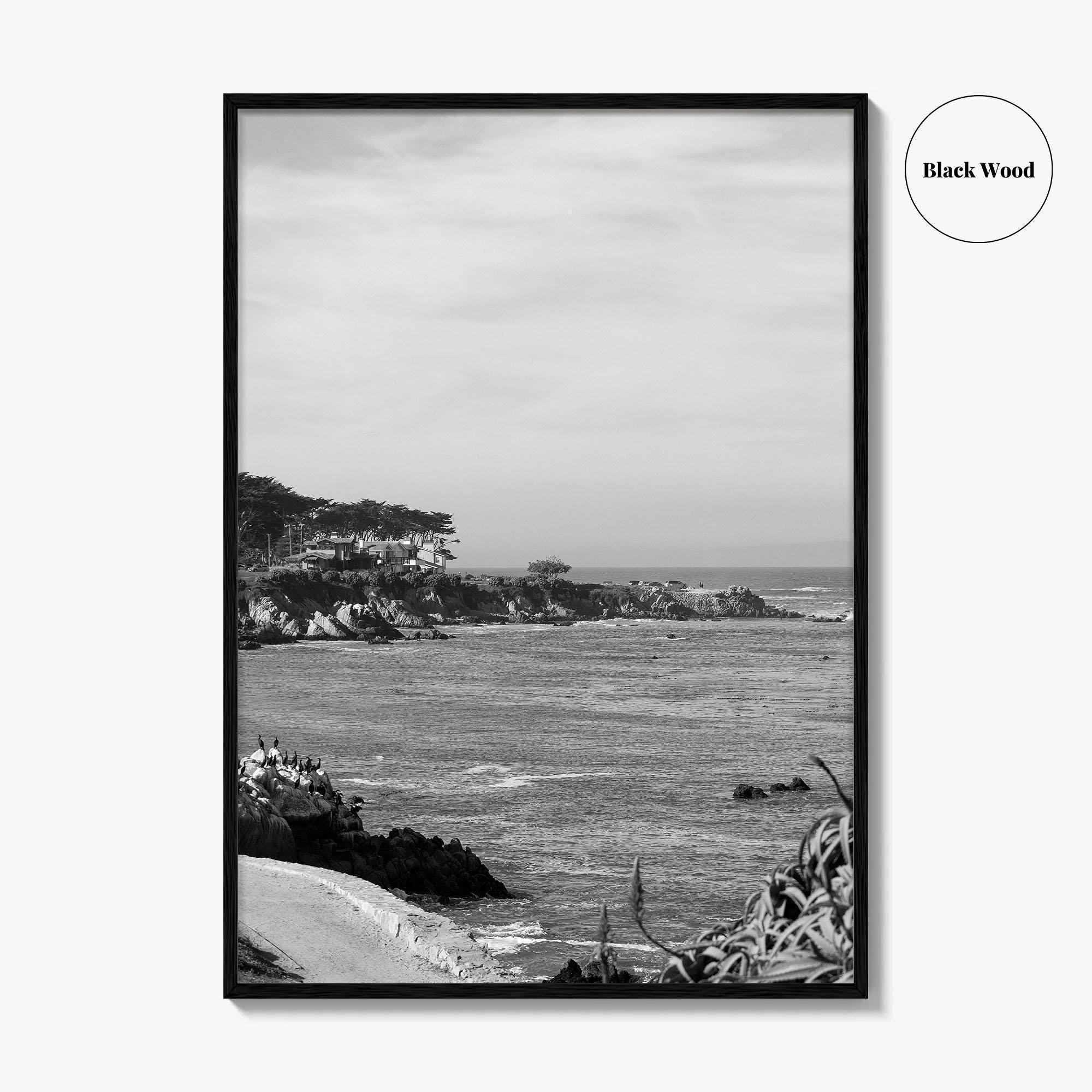 Pacific Grove Black and White Fine Art Photo Print, Monterey Coastline, California Poster