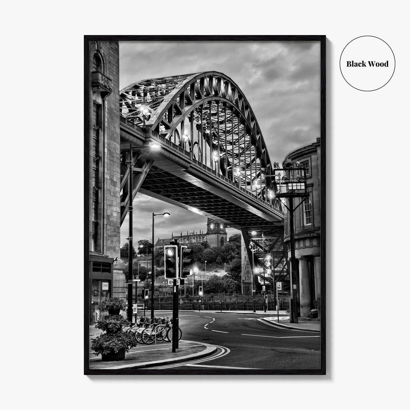 Newcastle Upon Tyne Black and White Fine Art Photo Print, Tyne Bridge England Poster