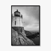Newport Rhode Island Black and White Fine Art Photo Print, Castle Hill Lighthouse Poster