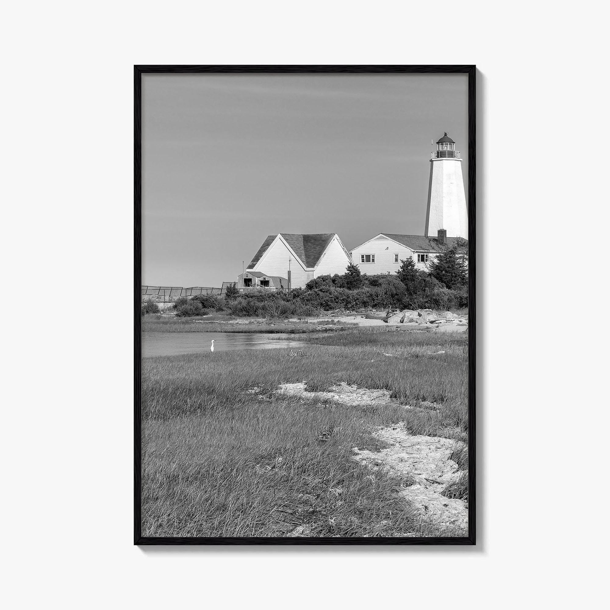 Old Saybrook Black White Fine Art Photo Print, Lynde Point Lighthouse, Connecticut USA