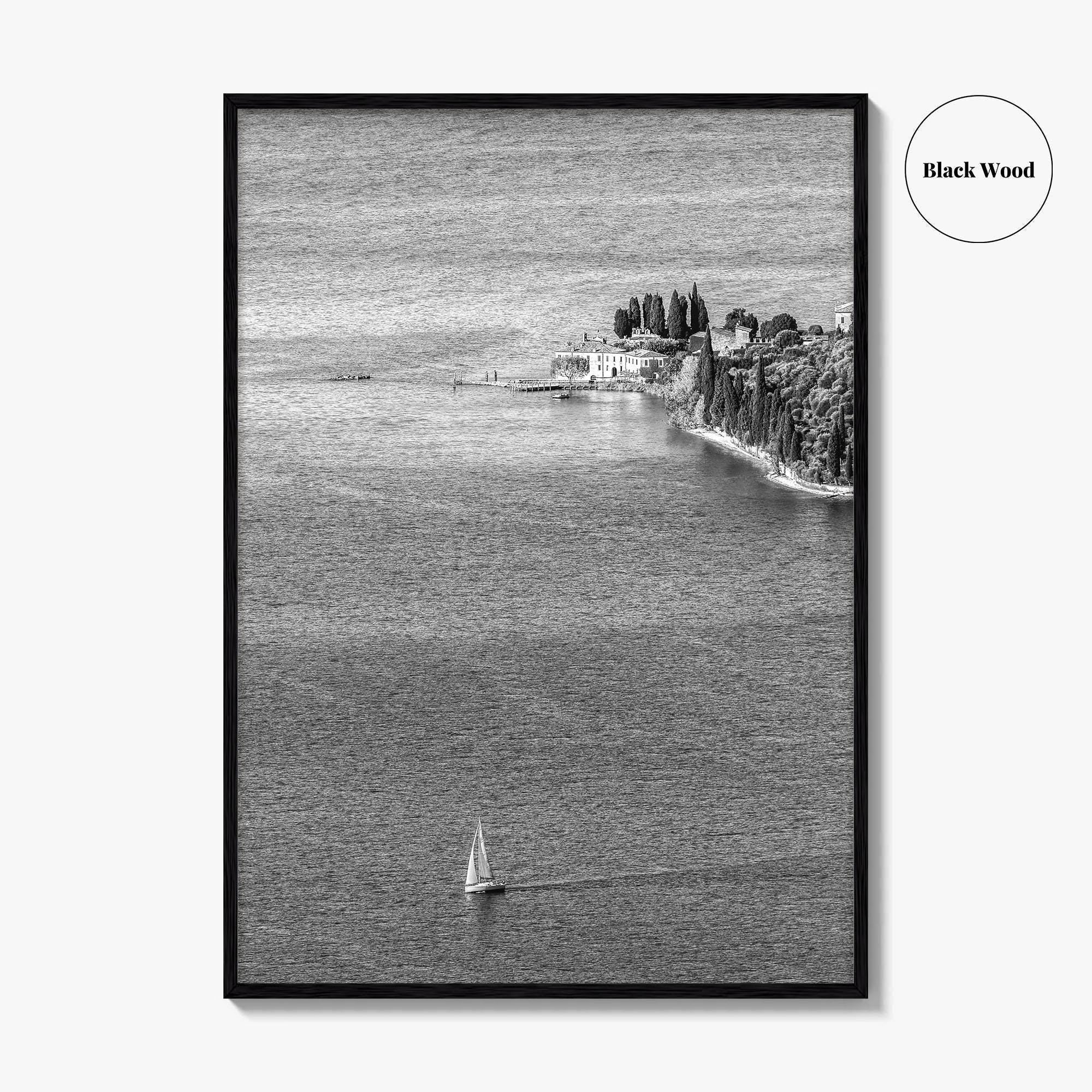 Punta San Vigilio Black and White Fine Art Photo Print, Lake Garda Italy Poster