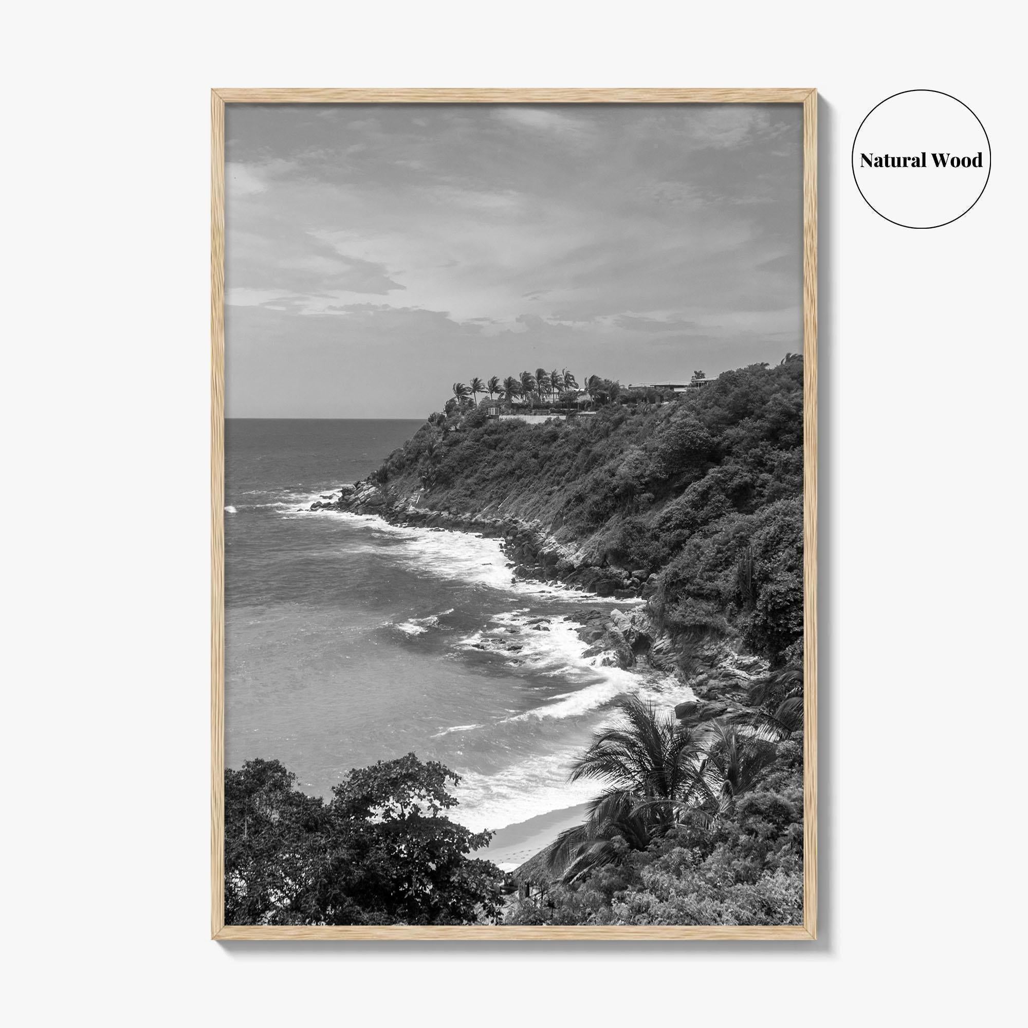 Puerto Escondido Black and White Fine Art Photo Print, Carrizalillo Beach, Oaxaca Mexico Poster