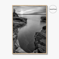 Pictured Rocks Black and White Fine Art Photo Print, Lake Superior Michigan Poster