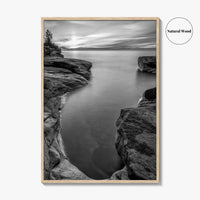 Pictured Rocks Black and White Fine Art Photo Print, Lake Superior Michigan Poster