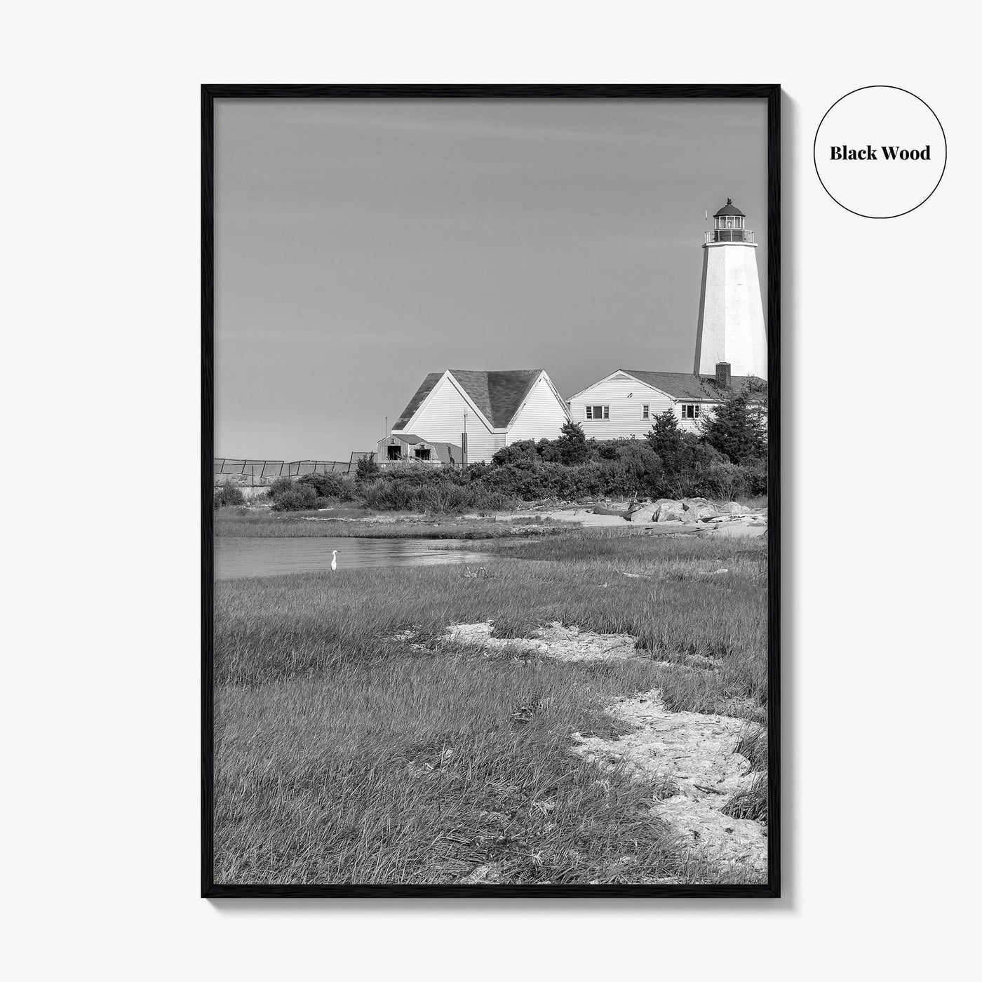 Old Saybrook Black White Fine Art Photo Print, Lynde Point Lighthouse, Connecticut USA