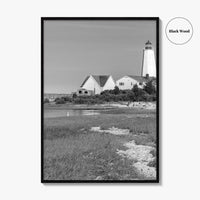 Old Saybrook Black White Fine Art Photo Print, Lynde Point Lighthouse, Connecticut USA