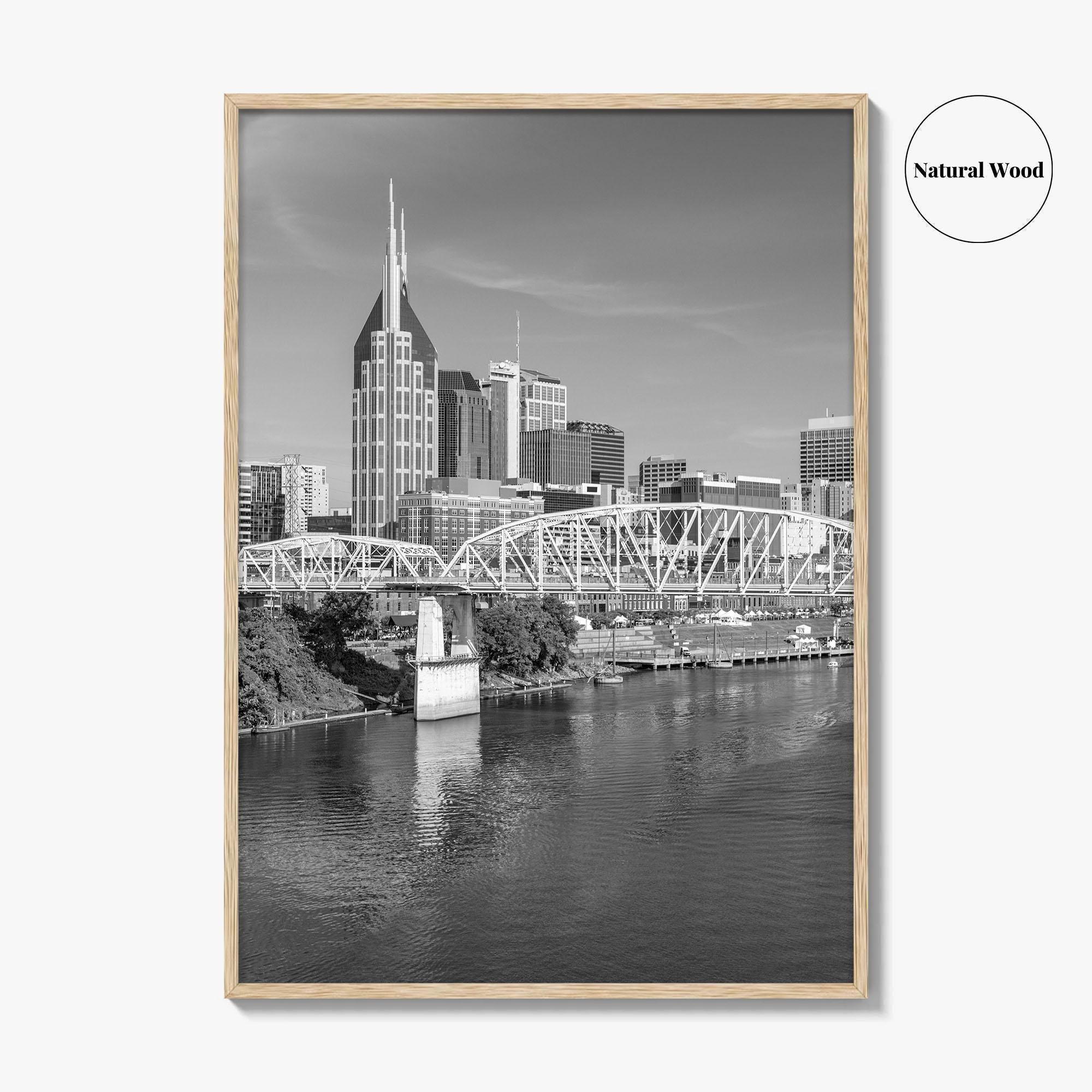 Nashville Skyline Black and White Fine Art Photo Print, Tennessee Poster