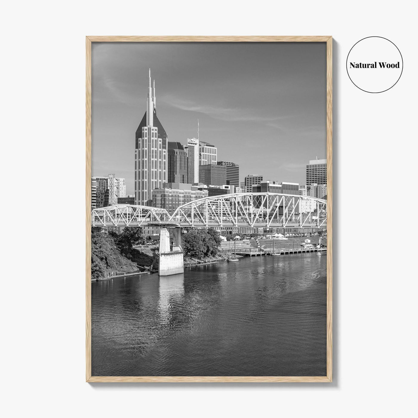 Nashville Skyline Black and White Fine Art Photo Print, Tennessee Poster