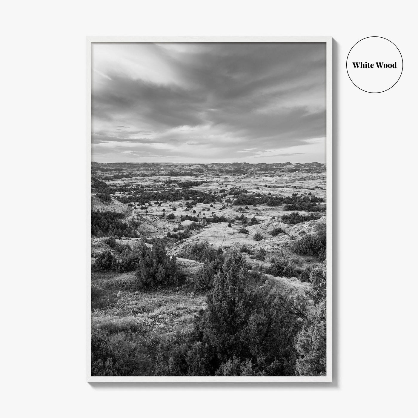 North Dakota Black and White Fine Art Photo Print, Theodore Roosevelt National Park Poster