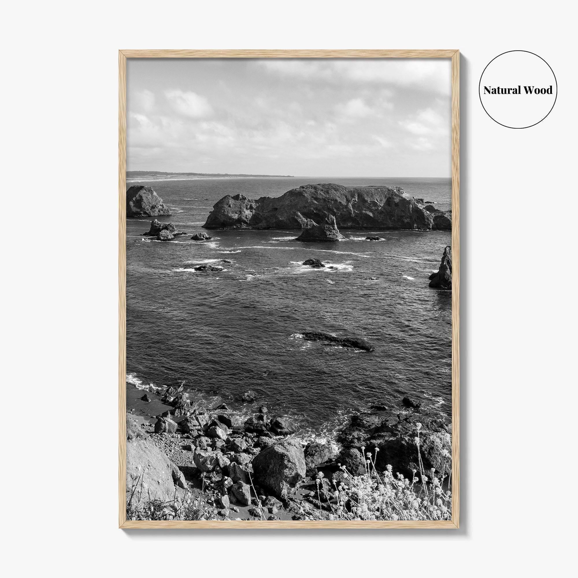 Northern California Black and White Fine Art Photo Print, Coastline Wall Decor, Coastal Poster