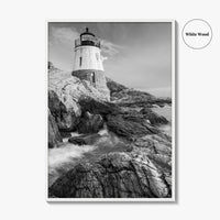 Newport Black and White Fine Art Photo Print, Castle Hill Lighthouse Rhode Island Poster