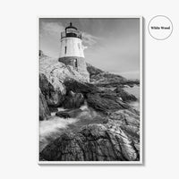 Newport Black and White Fine Art Photo Print, Castle Hill Lighthouse Rhode Island Poster