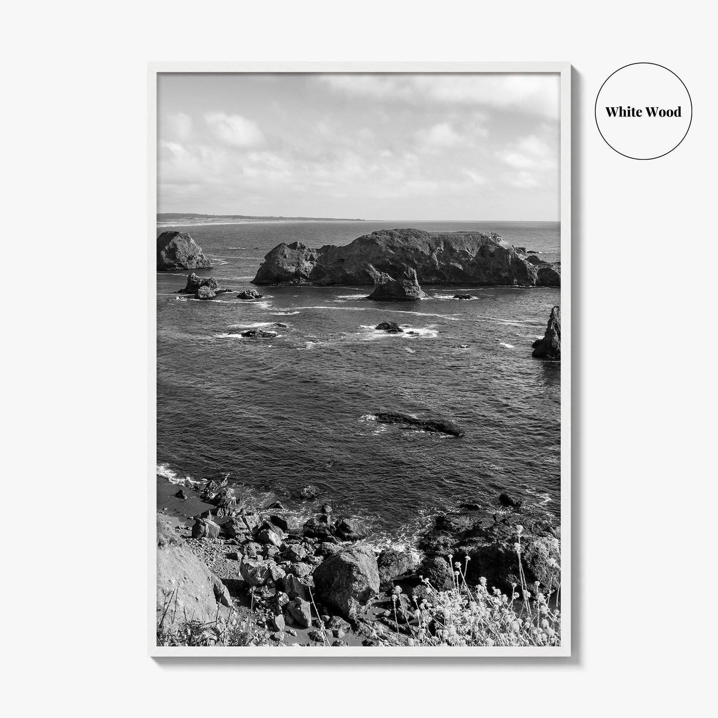 Northern California Black and White Fine Art Photo Print, Coastline Wall Decor, Coastal Poster
