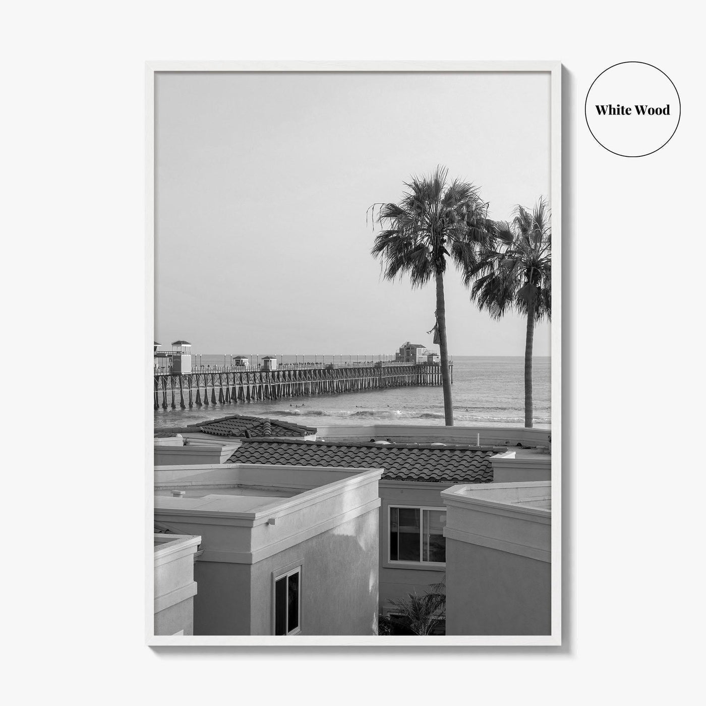 Oceanside Black and White Fine Art Photo Print, San Diego Pier Poster, California Poster