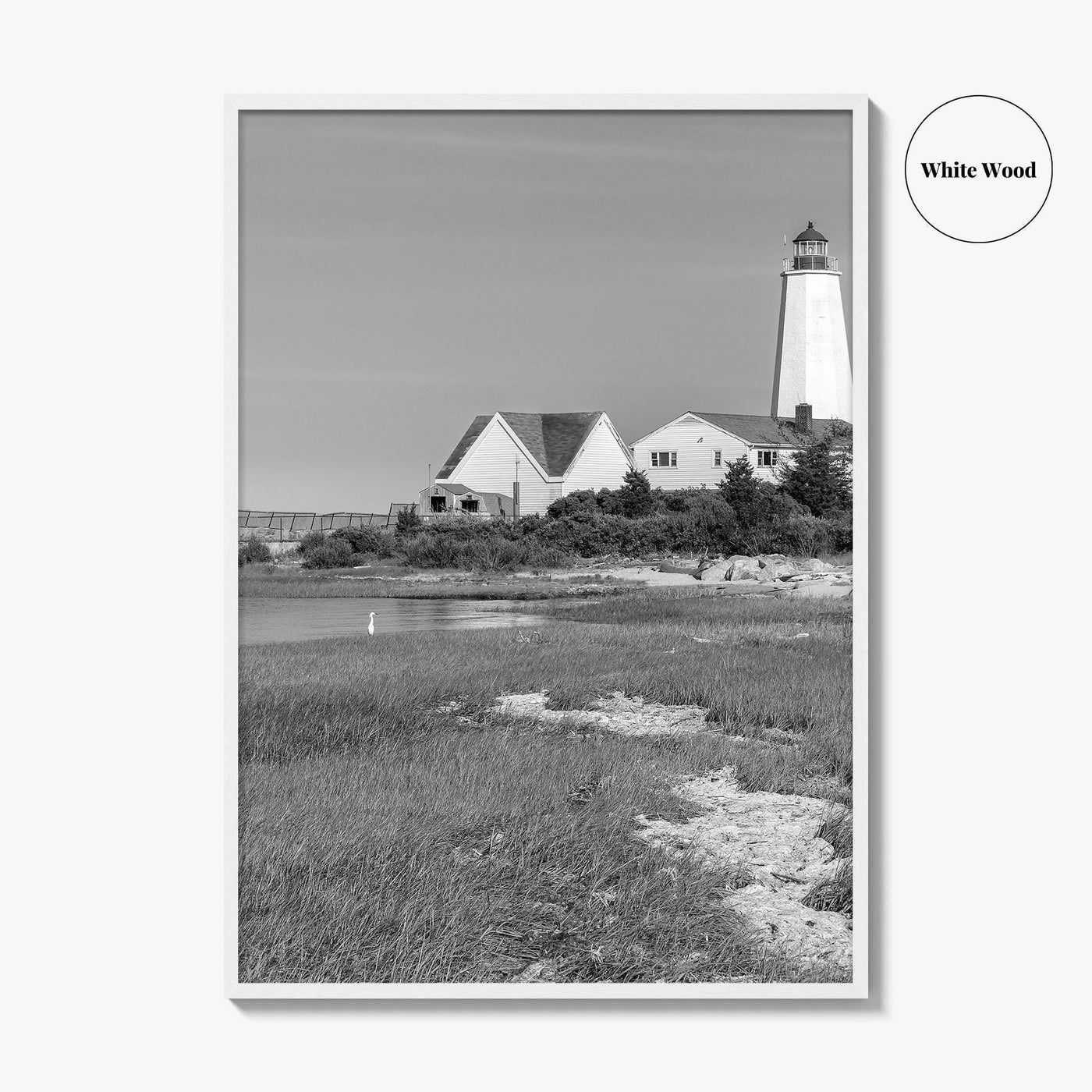 Old Saybrook Black White Fine Art Photo Print, Lynde Point Lighthouse, Connecticut USA