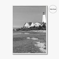 Old Saybrook Black White Fine Art Photo Print, Lynde Point Lighthouse, Connecticut USA