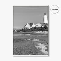 Old Saybrook Black White Fine Art Photo Print, Lynde Point Lighthouse, Connecticut USA