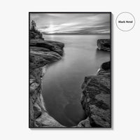 Pictured Rocks Black and White Fine Art Photo Print, Lake Superior Michigan Poster