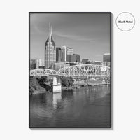 Nashville Skyline Black and White Fine Art Photo Print, Tennessee Poster