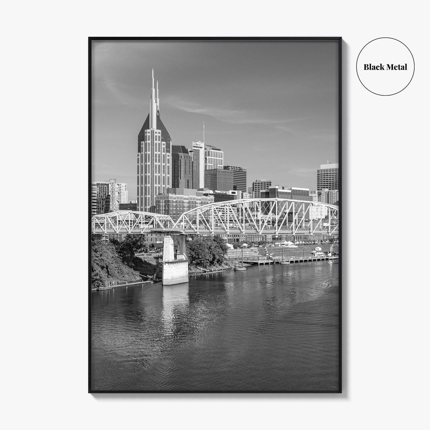 Nashville Skyline Black and White Fine Art Photo Print, Tennessee Poster
