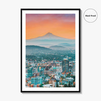Portland Oregon Skyline Fine Art Photo Print, Mt Hood, USA Wall Poster