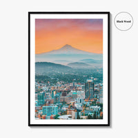 Portland Oregon Skyline Fine Art Photo Print, Mt Hood, USA Wall Poster