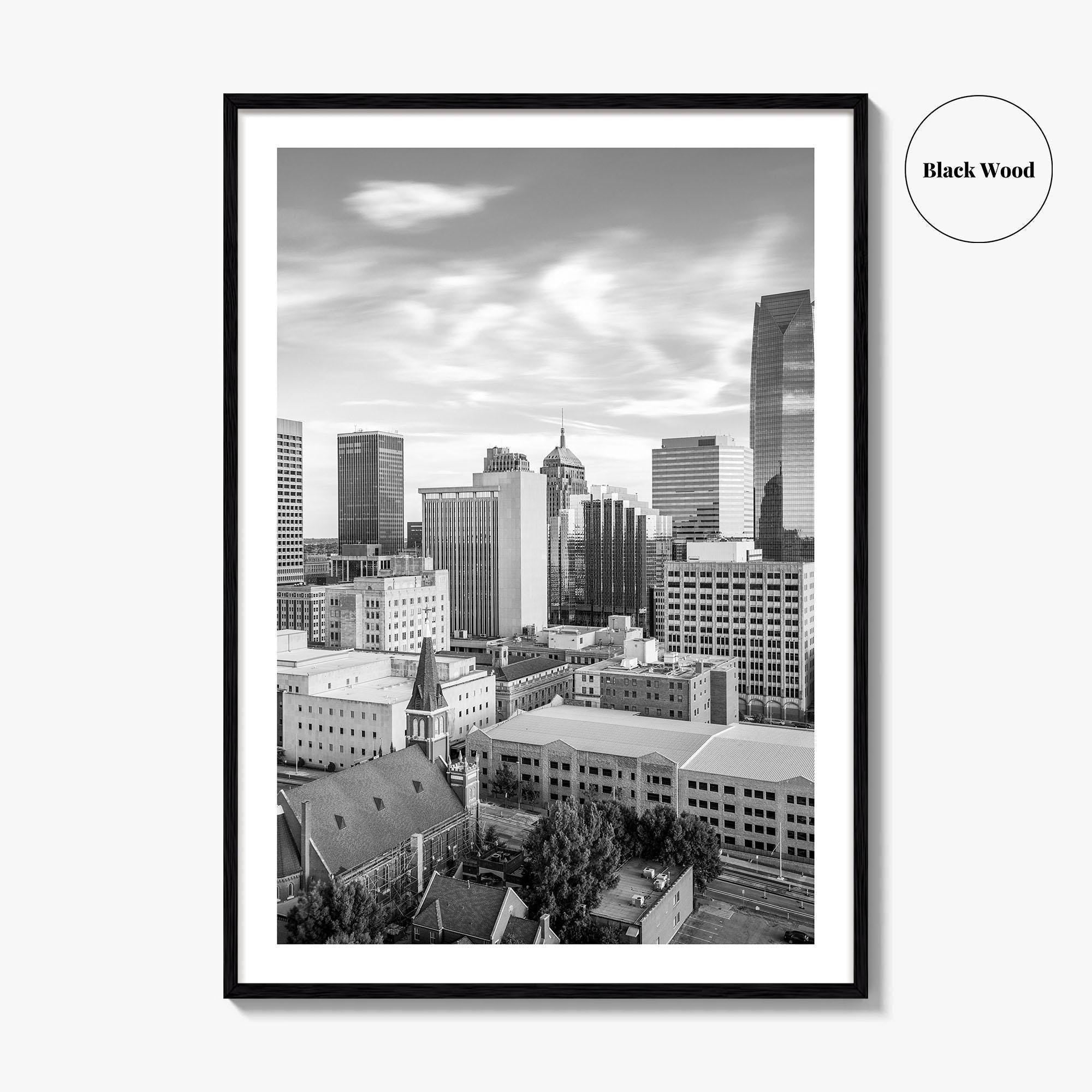 Oklahoma City Skyline Black and White Fine Art Photo Print, OKC Poster