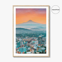 Portland Oregon Skyline Fine Art Photo Print, Mt Hood, USA Wall Poster