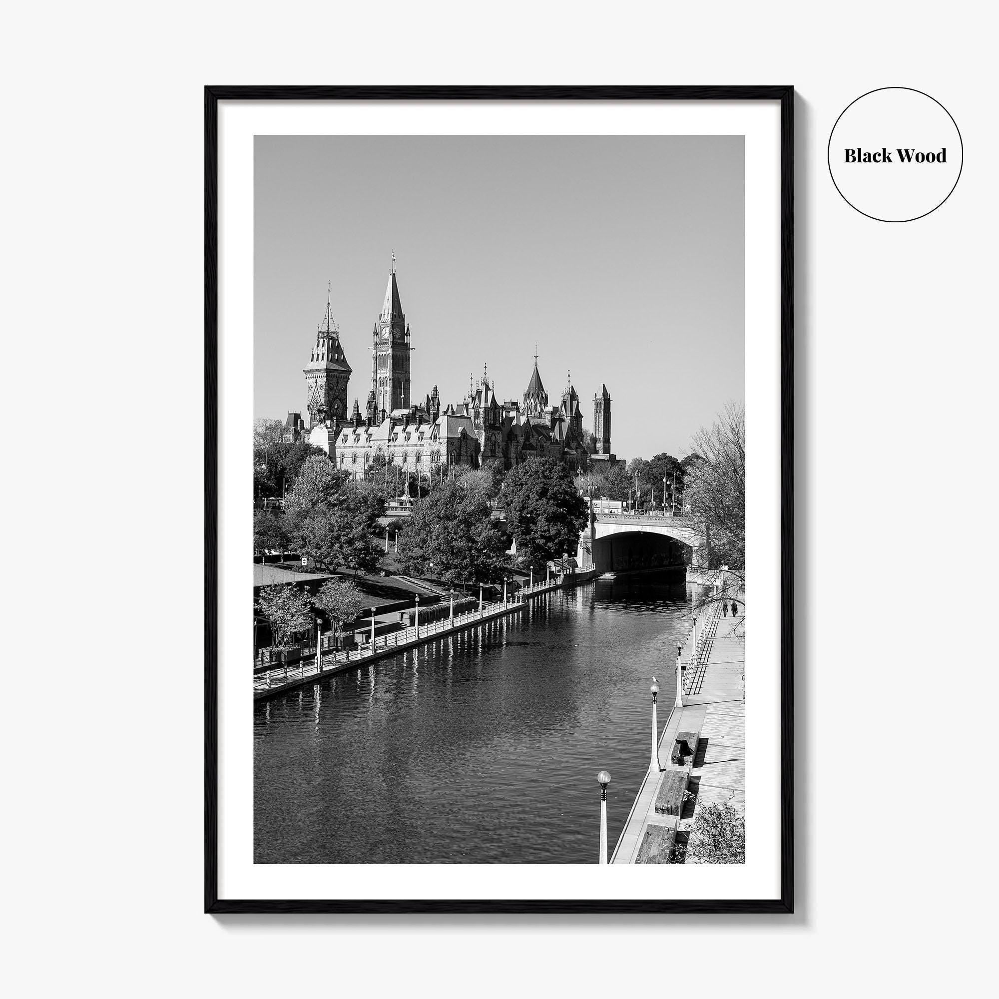 Ottawa Black and White Fine Art Photo Print, Parliament Hill Rideau Canal Ontario Poster