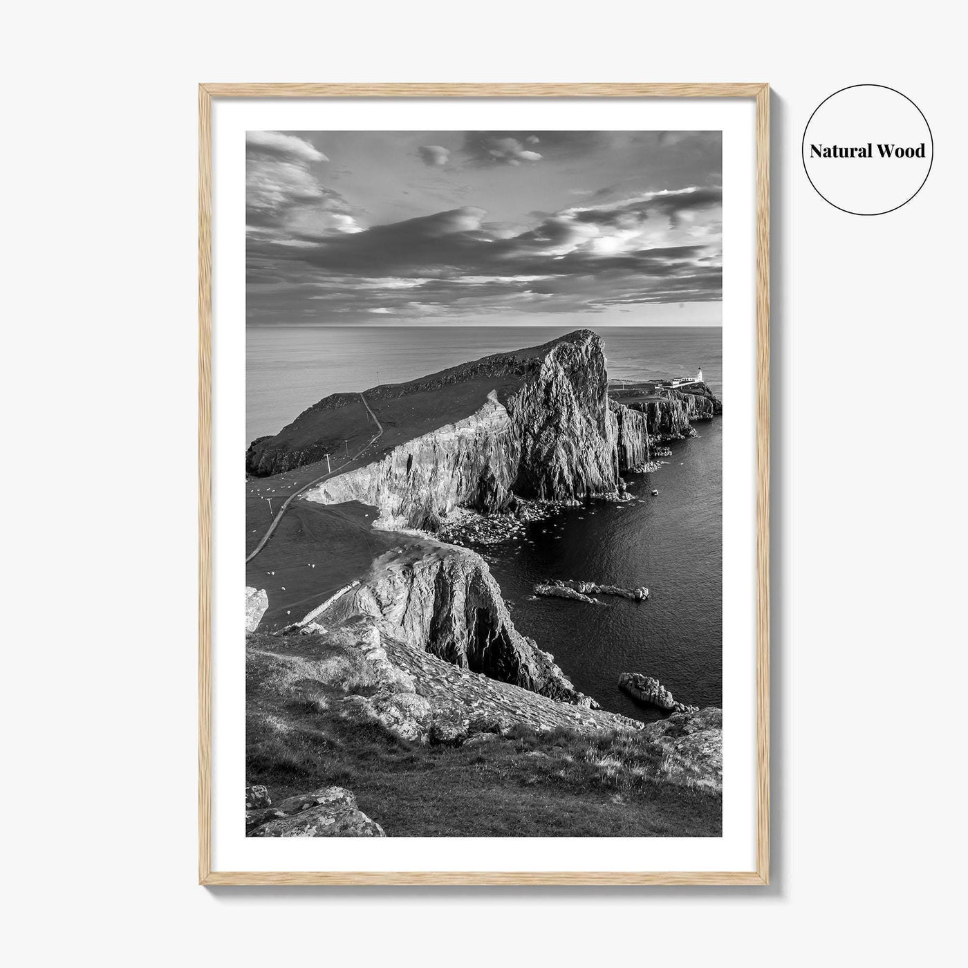 Neist Point Lighthouse Black and White Fine Art Photo Print, Isle of Skye Poster