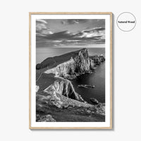 Neist Point Lighthouse Black and White Fine Art Photo Print, Isle of Skye Poster