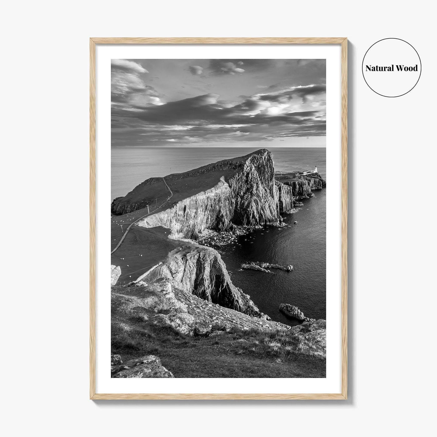 Neist Point Lighthouse Black and White Fine Art Photo Print, Isle of Skye Poster