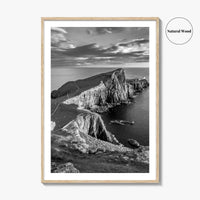 Neist Point Lighthouse Black and White Fine Art Photo Print, Isle of Skye Poster
