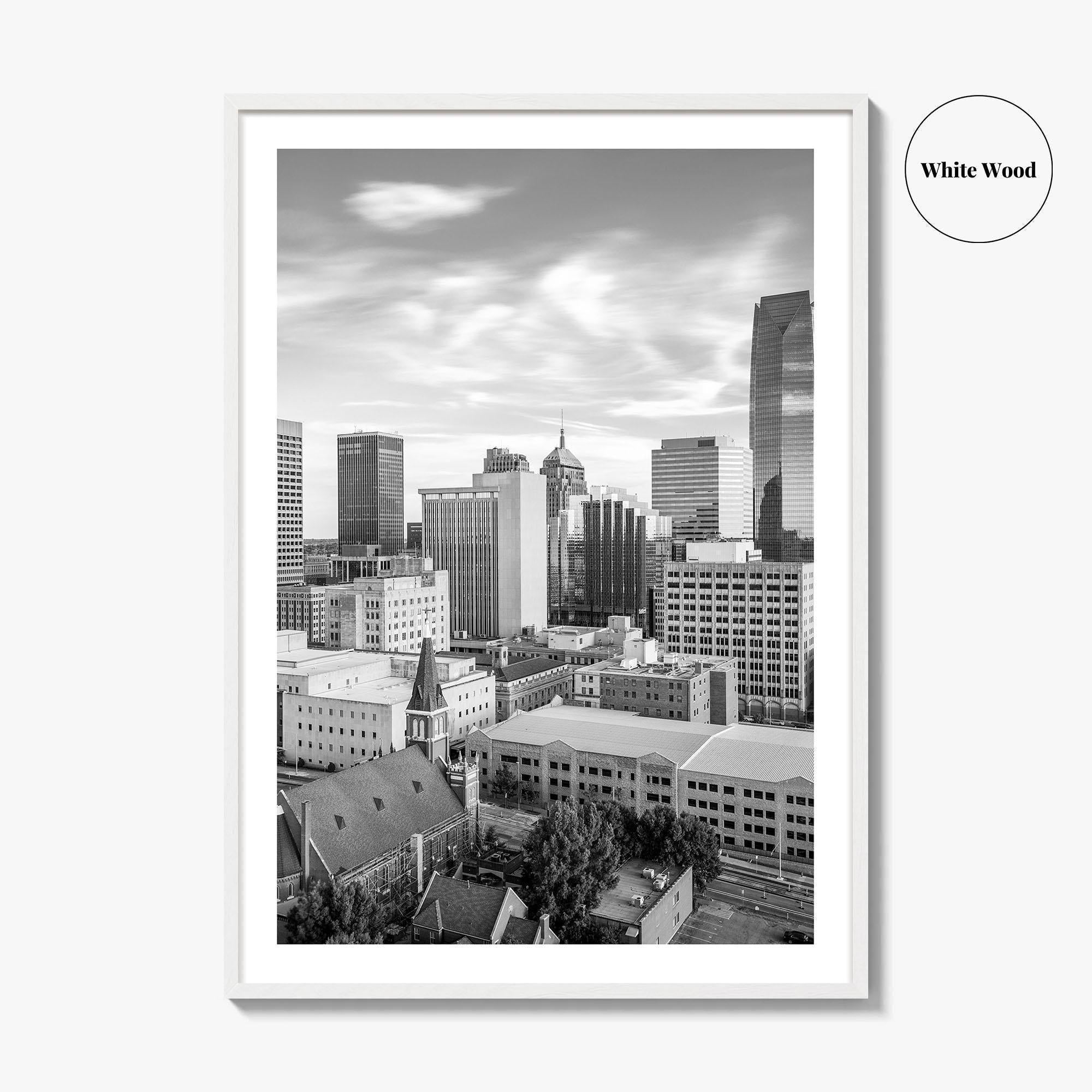 Oklahoma City Skyline Black and White Fine Art Photo Print, OKC Poster