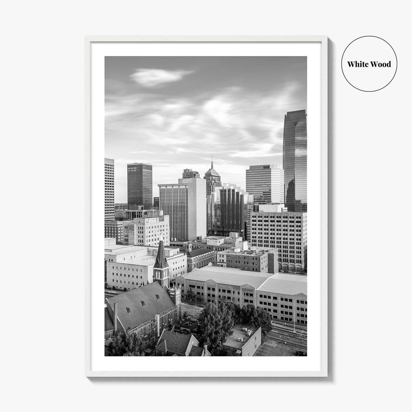 Oklahoma City Skyline Black and White Fine Art Photo Print, OKC Poster