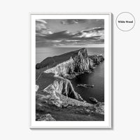 Neist Point Lighthouse Black and White Fine Art Photo Print, Isle of Skye Poster