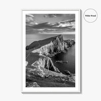 Neist Point Lighthouse Black and White Fine Art Photo Print, Isle of Skye Poster