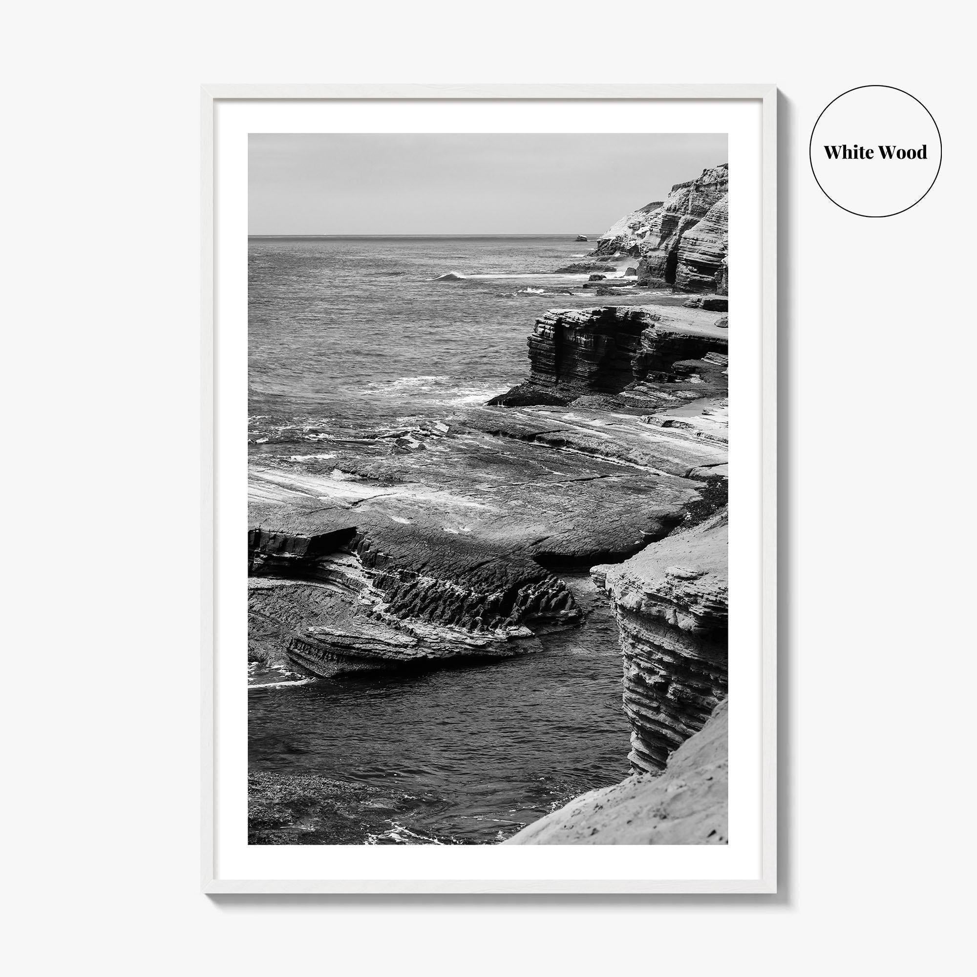 Point Loma Black and White Fine Art Photo Print, Sunset Cliffs San Diego Poster