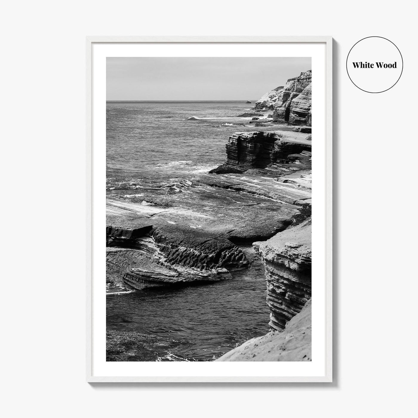 Point Loma Black and White Fine Art Photo Print, Sunset Cliffs San Diego Poster