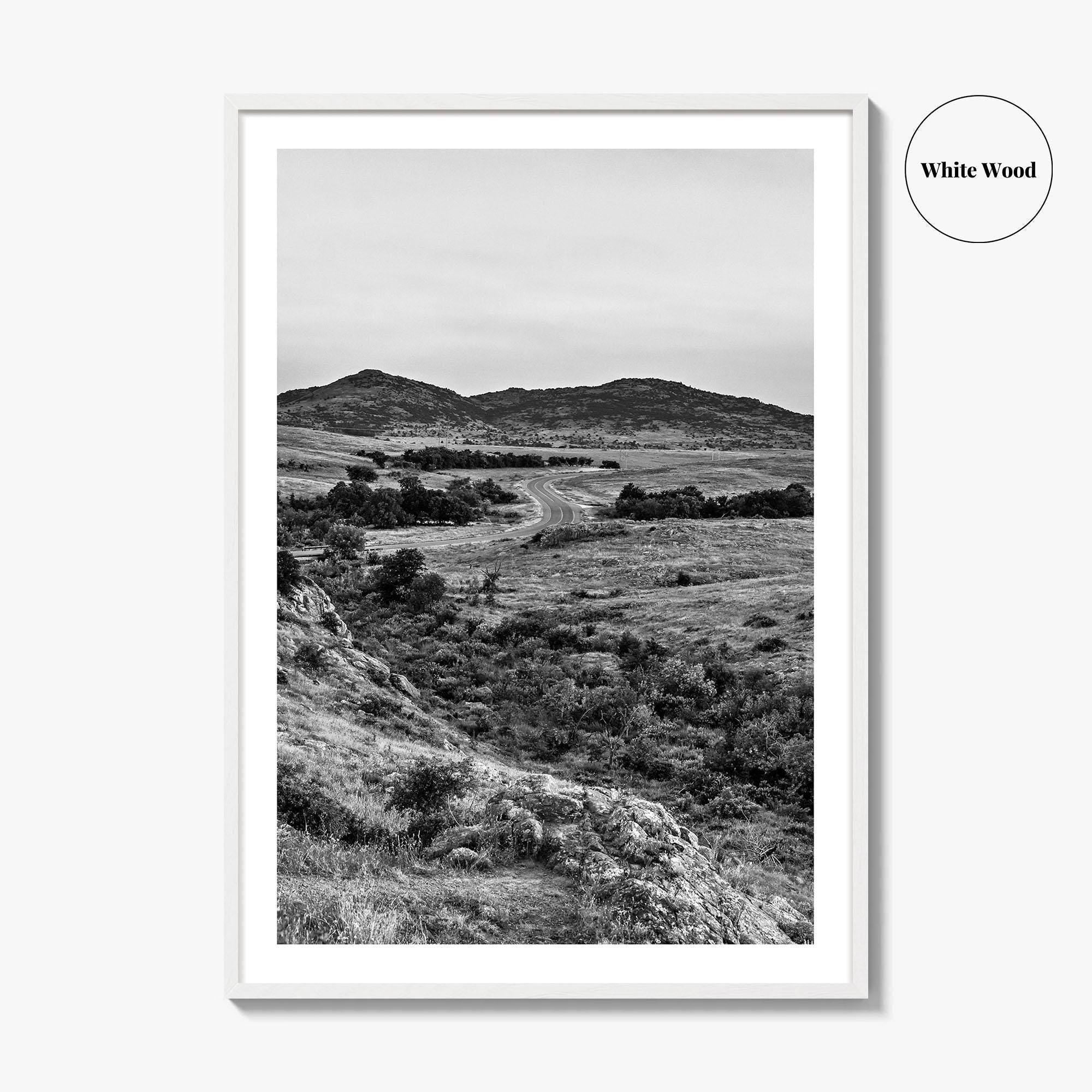 Oklahoma Black and White Fine Art Photo Print, Wichita Mountains, Lawton OK Wall Poster