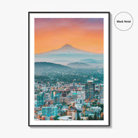 Portland Oregon Skyline Fine Art Photo Print, Mt Hood, USA Wall Poster