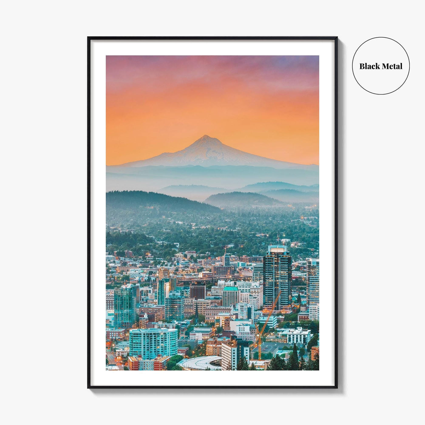 Portland Oregon Skyline Fine Art Photo Print, Mt Hood, USA Wall Poster