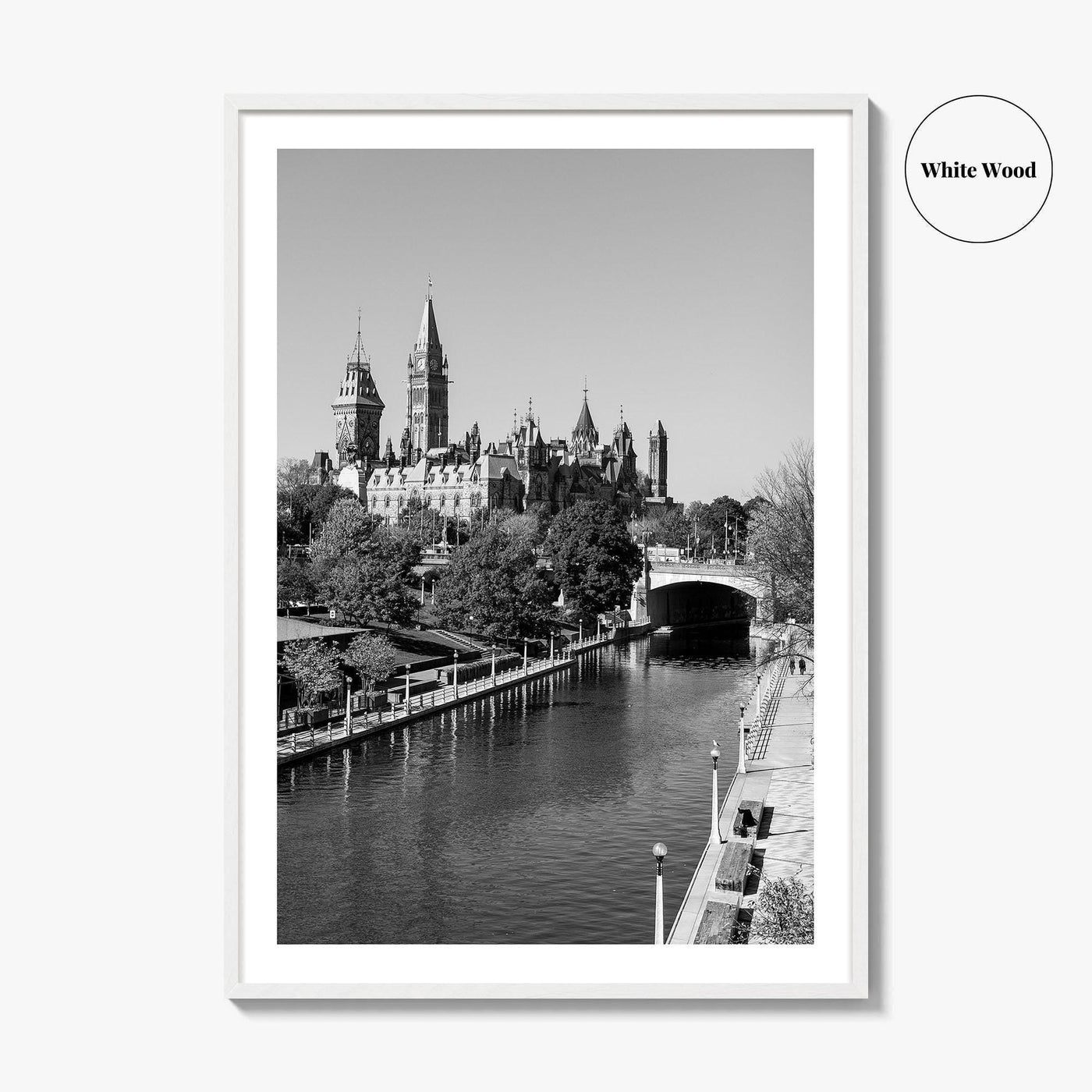 Ottawa Black and White Fine Art Photo Print, Parliament Hill Rideau Canal Ontario Poster