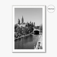 Ottawa Black and White Fine Art Photo Print, Parliament Hill Rideau Canal Ontario Poster