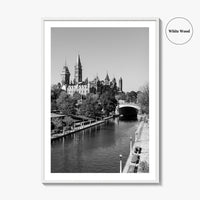 Ottawa Black and White Fine Art Photo Print, Parliament Hill Rideau Canal Ontario Poster