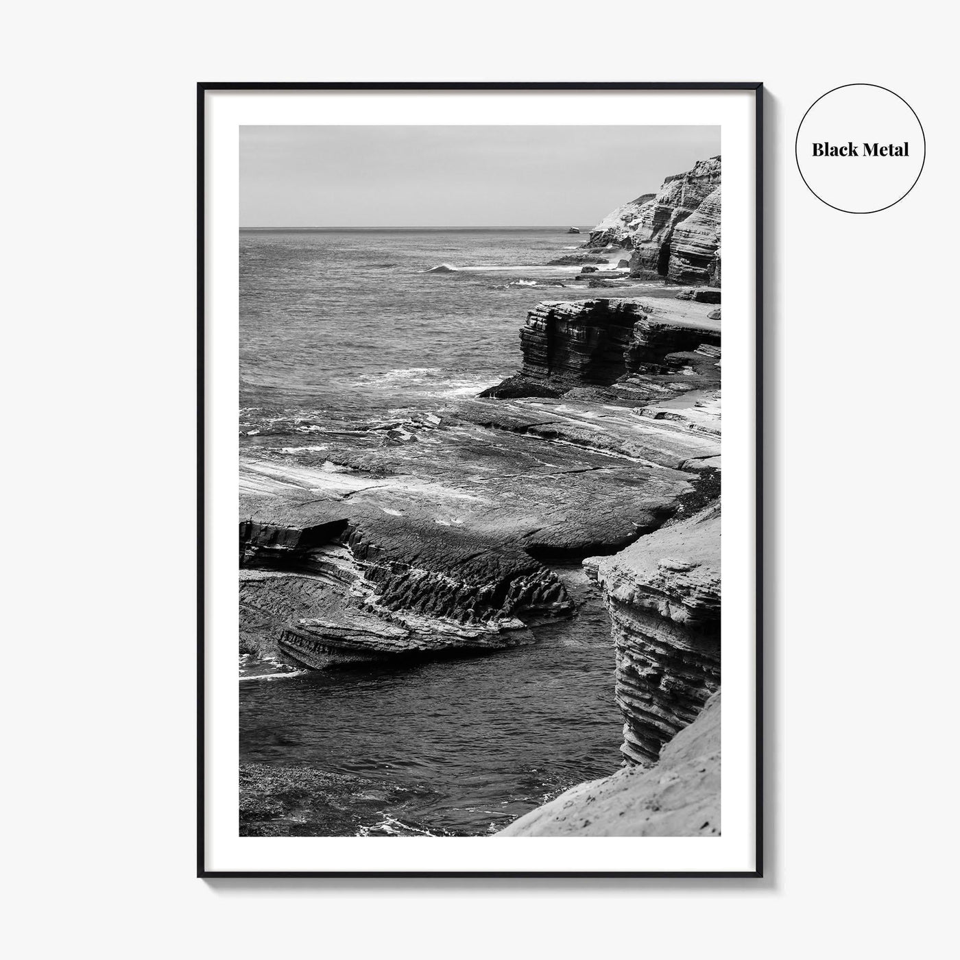 Point Loma Black and White Fine Art Photo Print, Sunset Cliffs San Diego Poster
