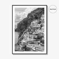 Positano Black and White Fine Art Photo Print, Amalfi Coast Italy Poster