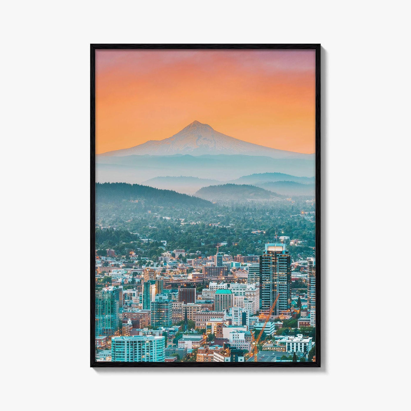 Portland Oregon Skyline Fine Art Photo Print, Mt Hood, USA Wall Poster