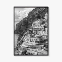 Positano Black and White Fine Art Photo Print, Amalfi Coast Italy Poster