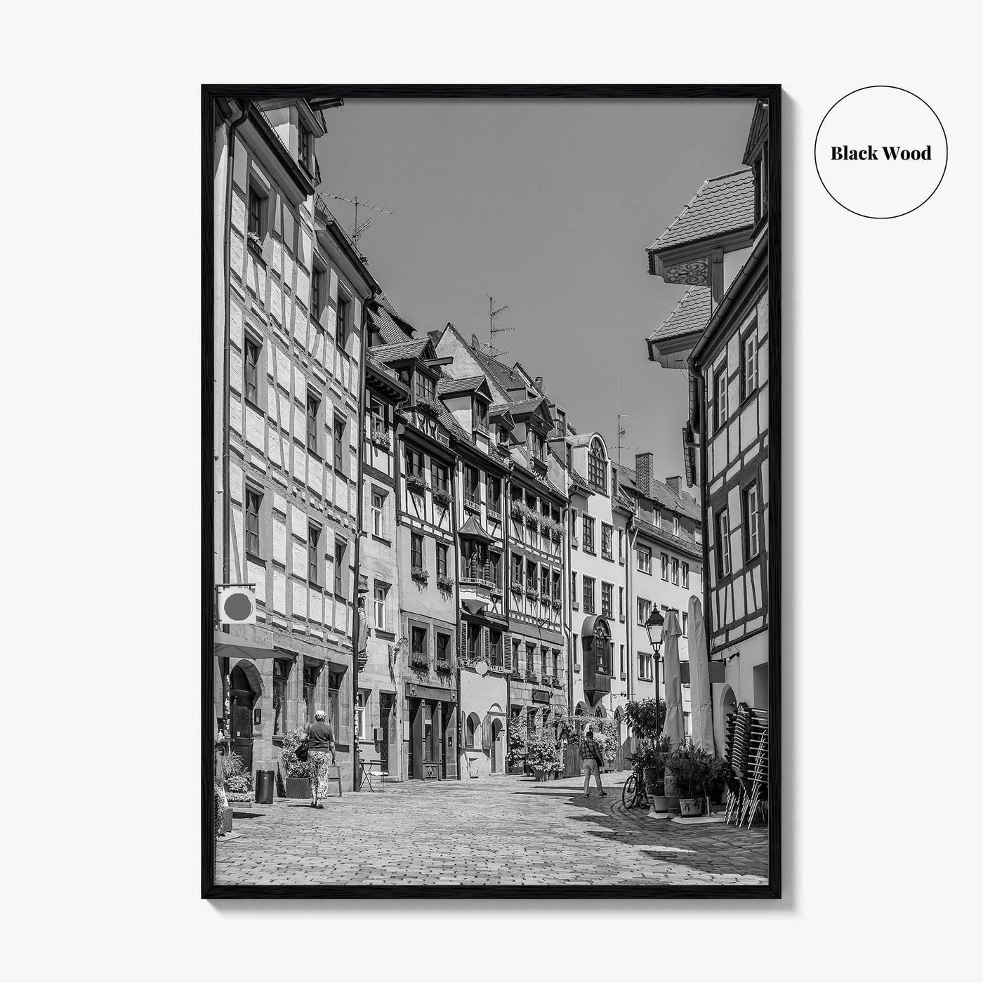 Nuremberg Black and White Fine Art Photo Print, Nürnberg Germany, Weissgerbergasse